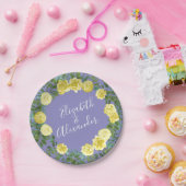 Hellgelbe Periwinkle Blaue Rose Blumenzehen Pappteller (Party)