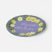 Hellgelbe Periwinkle Blaue Rose Blumenzehen Pappteller (Schrägansicht)