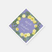 Hellgelbe Periwinkle Blaue Rose Blumenzehen Serviette (Ecke)