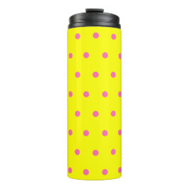 Hellgelbe Pink-Polka-Punkte Thermosbecher