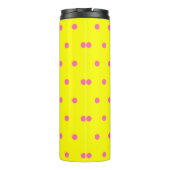 Hellgelbe Pink-Polka-Punkte Thermosbecher (Rückseite)