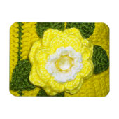 Hellgelbe Rose-Grüne Blätter Crochet Print on Magnet (Horizontal)