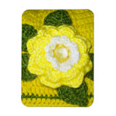 Hellgelbe Rose-Grüne Blätter Crochet Print on Magnet (Vertikal)