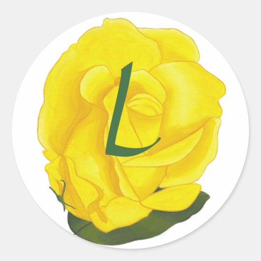 Hellgelbe Rose, Monogramm-Hochzeitsstipps - Siegel Runder Aufkleber (Vorderseite)