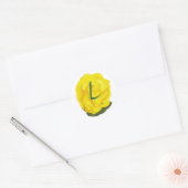 Hellgelbe Rose, Monogramm-Hochzeitsstipps - Siegel Runder Aufkleber (Umschlag)