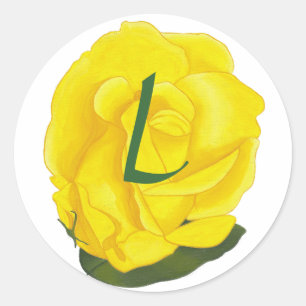 Hellgelbe Rose, Monogramm-Hochzeitsstipps - Siegel Runder Aufkleber