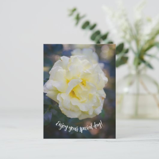 Hellgelbe Rose Postkarte (Stehend Vorderseite)