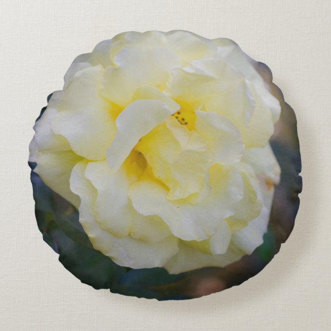Hellgelbe Rose Rundes Kissen (Vorderseite)