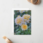 Hellgelbe Rosen Mitteilungskarte (Vorderseite/Rückseite Beispiel)