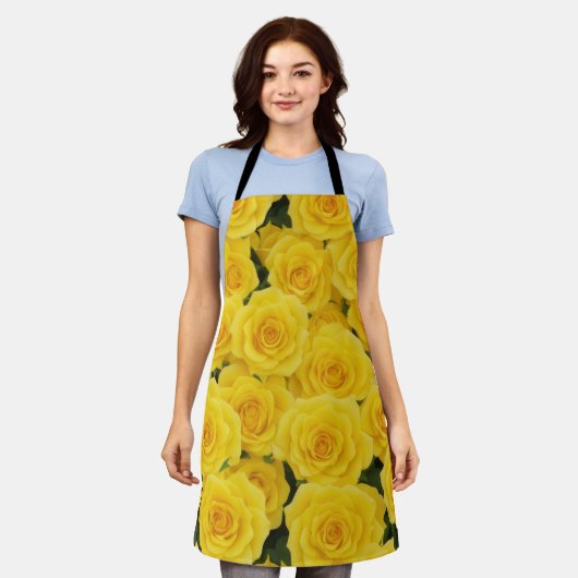 Hellgelbe Rosen Schürze (Getragen)