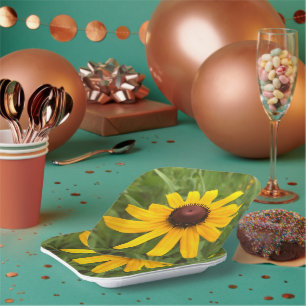 Hellgelbe Rudbeckia Fotografie Picnic Pappteller