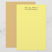Hellgelbe Schlicht Elegante Beruflich Moderne Briefpapier (Vorne/Hinten)