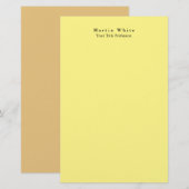Hellgelbe Schlicht Elegante Beruflich Moderne Briefpapier (Vorne/Hinten)