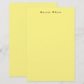Hellgelbe Schlicht Elegante Beruflich Moderne Briefpapier (Vorne/Hinten)