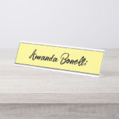 Hellgelbe Schlichte einfache Minimalistische Kalli Schreibtischnamensplakette (Vorderseite )