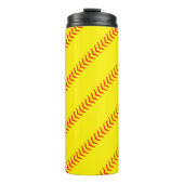 Hellgelbe Schnürsenkel-Softball-Stiche (Nähte) Thermosbecher (Vorderseite)