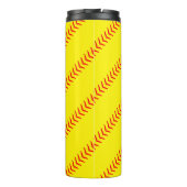 Hellgelbe Schnürsenkel-Softball-Stiche (Nähte) Thermosbecher (Rückseite)