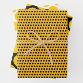 Hellgelbe, schwarze und weiße Punkte Geschenkpapier Set (Beispiel)