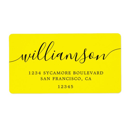 Hellgelbe Script-Rücksendeadresse (Vorne)