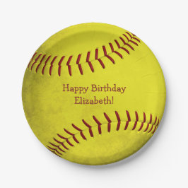 hellgelbe Softball-Party für Girls Pappteller