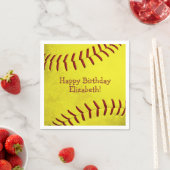 hellgelbe Softball-Party für Girls Serviette (Beispiel)