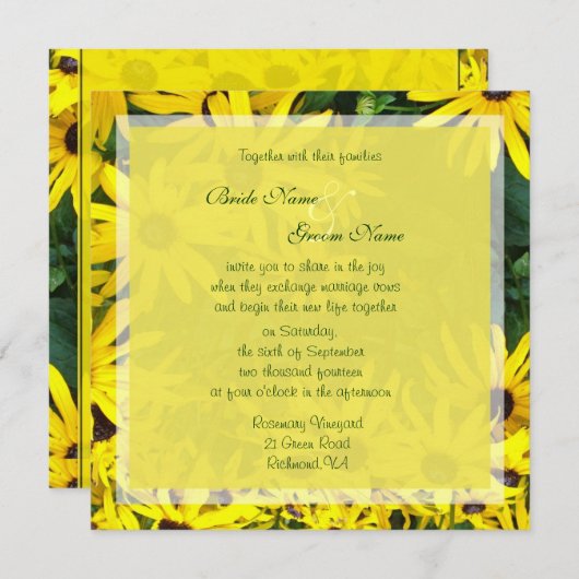 hellgelbe Sommerferien Blume Hochzeit lädt ein Einladung (Vorne/Hinten)