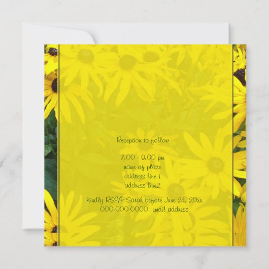 hellgelbe Sommerferien Blume Hochzeit lädt ein Einladung (Rückseite)