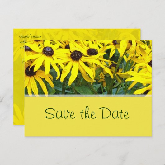hellgelbe sommerliche Blume Save the Date Ankündigungspostkarte (Vorne/Hinten)
