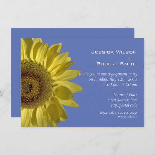 Hellgelbe Sommersonnenblumenfreund Einladung (Vorne/Hinten)