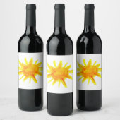 Hellgelbe Sonne von Hand bemalt Weinetikett (Flaschen)