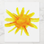 Hellgelbe Sonne von Hand bemalt Weinetikett (Einzelnes Label)