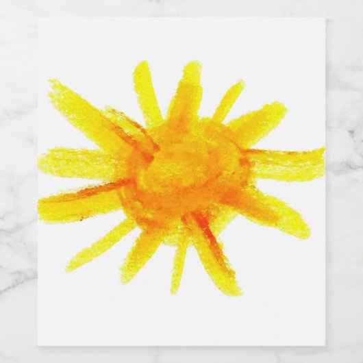 Hellgelbe Sonne von Hand bemalt Weinetikett (Einzelnes Label)