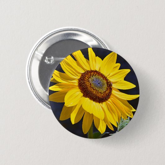 Hellgelbe Sonnenblume Button (Vorne & Hinten)