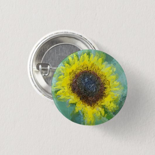 Hellgelbe Sonnenblume Button (Vorne & Hinten)