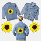 Hellgelbe Sonnenblume, fotografisch Jeansjacke