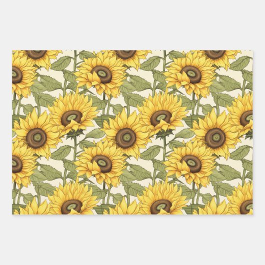 Hellgelbe Sonnenblume Geschenkpapier Set (Vorderseite)