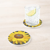 Hellgelbe Sonnenblume Getränkeuntersetzer (Seite)