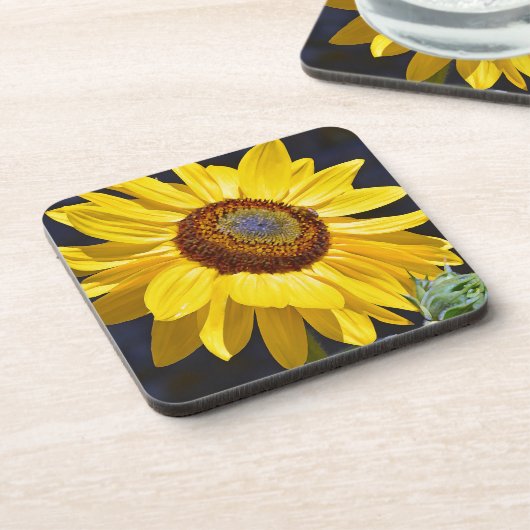 Hellgelbe Sonnenblume Getränkeuntersetzer (Linke Seite)