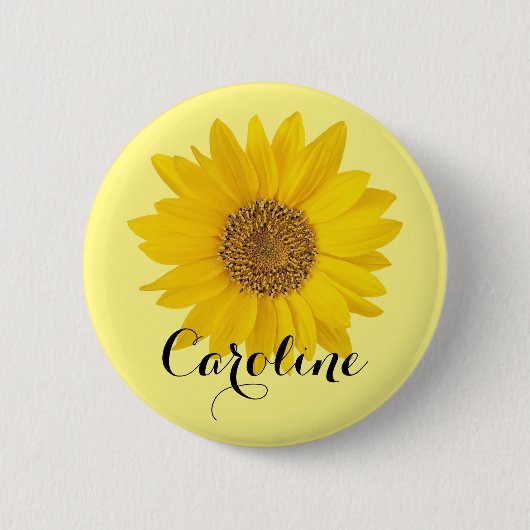 Hellgelbe Sonnenblume mit Individuelle Name Button (Vorderseite)