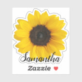 Hellgelbe Sonnenblume mit Namen | Vinyl Aufkleber (Blatt)