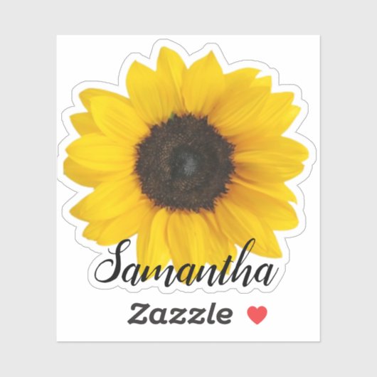 Hellgelbe Sonnenblume mit Namen | Vinyl Aufkleber (Blatt)