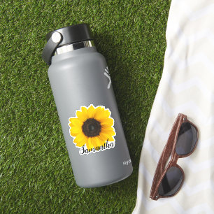 Hellgelbe Sonnenblume mit Namen Vinyl Aufkleber