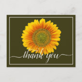 Hellgelbe Sonnenblume Moss Hintergrund Danke Postkarte (Vorderseite)