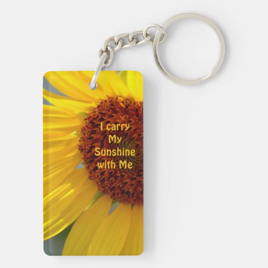 Hellgelbe Sonnenblume Personalisiert Schlüsselanhänger (Rückseite)