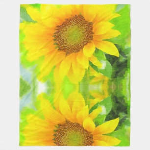 Hellgelbe Sonnenblumen Fleecedecke