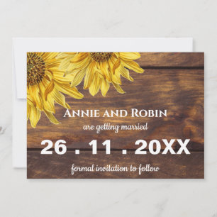 Hellgelbe Sonnenblumen-Hochzeit Save The Date