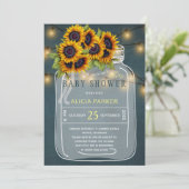 Hellgelbe Sonnenblumen Mason Jar Babydusche Einladung (Stehend Vorderseite)