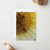 Hellgelbe Sonnenblumen und Bienen Mitteilungskarte (Vorderseite/Rückseite Beispiel)