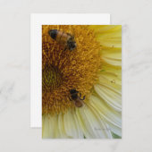Hellgelbe Sonnenblumen und Bienen Mitteilungskarte (Vorne/Hinten)
