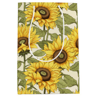 Hellgelbe Sonnenblumenbeutel Mittlere Geschenktüte